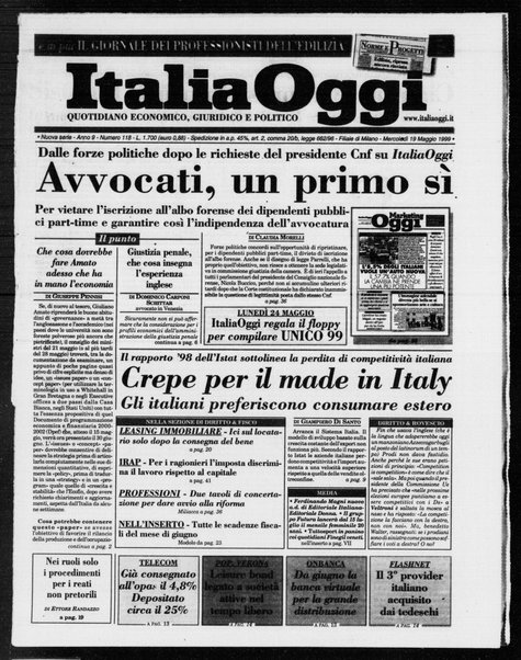 Italia oggi : quotidiano di economia finanza e politica